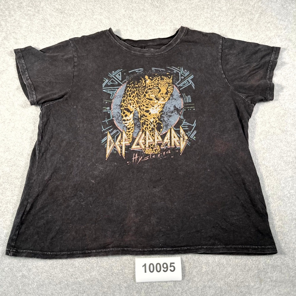 Def‎ Leppard T Shirt Womens XL Black Hysteria Graphic Rock Tour Cotton Crew Neck